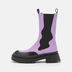 NA-KD Wavy Elastic Boots – Bottes À Plateau – Black/Purple 10
