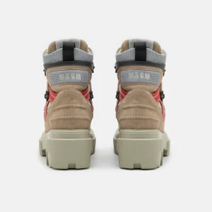 MSGM Hiking Boots – Bottines À Lacets – Ecru/Red 15