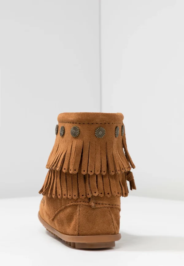 Minnetonka Double Fringe Side Zip – Boots À Talons – Brown 7