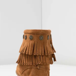 Minnetonka Double Fringe Side Zip – Boots À Talons – Brown 19
