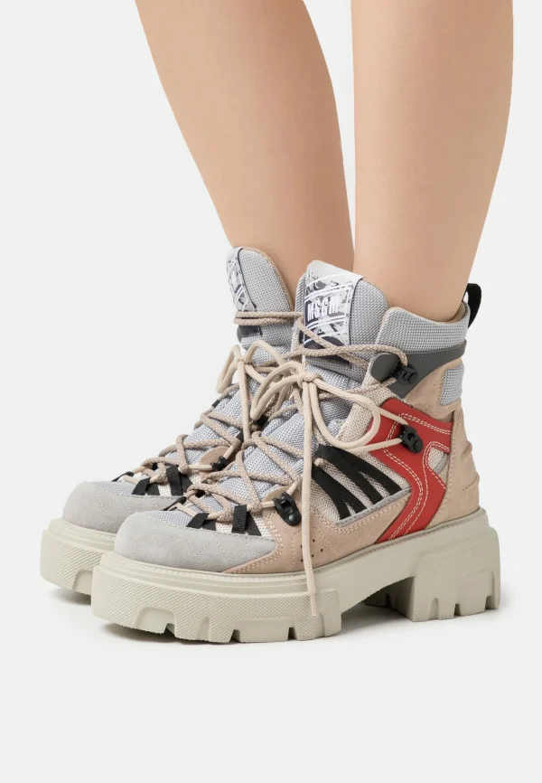 MSGM Hiking Boots – Bottines À Lacets – Ecru/Red 1