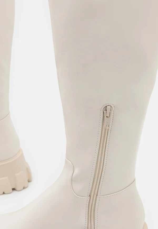 NA-KD Profile Sole Shaft Boots – Bottes À Plateau – Offwhite 7