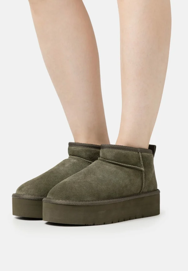 Even&Odd Leather – Boots À Talons – Khaki 1