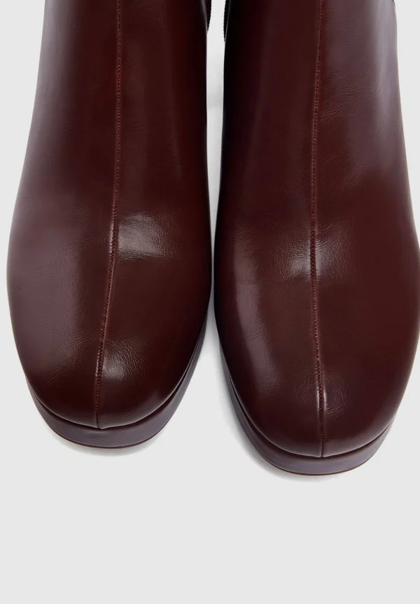 PULL & BEAR Boots À Talons – Dark Red 5
