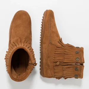 Minnetonka Double Fringe Side Zip – Boots À Talons – Brown 15