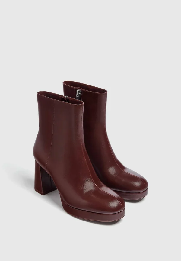 PULL & BEAR Boots À Talons – Dark Red 3