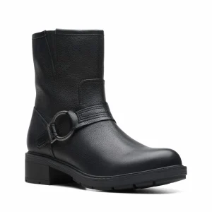 Clarks Hearth Cross – D – Boots À Talons – Black Leather 10