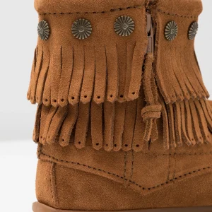 Minnetonka Double Fringe Side Zip – Boots À Talons – Brown 13