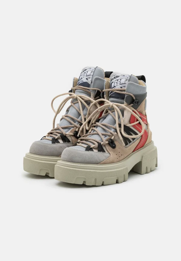 MSGM Hiking Boots – Bottines À Lacets – Ecru/Red 4