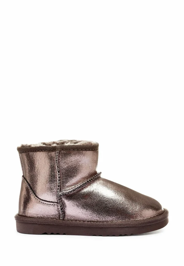 Next Boots À Talons – Grey Metallic Leather 1